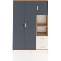 Arges Dolap 5 Raflı 3 Çekmeceli Tek Askılı 132x30x195 Çam-ant... Çam