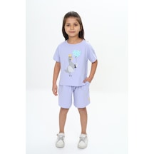 Toontoy Kids Toontoy Kız Çocuk Ördek Baskılı Şortlu Takım Koyu Mavi