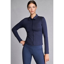 Defacto Slim Fit Gömlek Yaka Fermuarlı Hırka H6015ax26auın277 İndigo-ın277