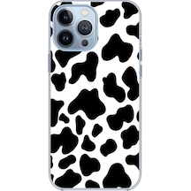 Apple Uyumlu iPhone 13 Pro Max  İnek Desenli Tasarımlı Baskılı Silikon Kılıf Renkli