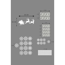Yılbaşı Happy New Year Sticker Çıkartma Süsü Yeni Yıl Süsü Parti Cam Süsü Noel Ağacı Kar Tanesi 2023-1 Renkli