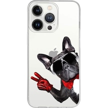Apple Uyumlu iPhone 13 Pro Max İle 1mm Slim Fit Köpek 2 050e Baskılı Şeffaf Kılıf