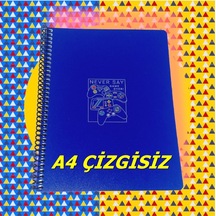 A4 80 Yaprak Çizgisiz Plastik Kapak Telli Defter 60 Gram Beyaz Sayfa Say