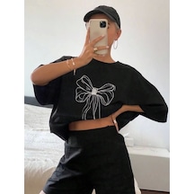 Yake Store Baskılı Oversize T-shirt - Siyah - Siyah