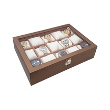 15 Li Diamond Bronz Deri Ahşap Camlı Saat Kutusu St15-58
