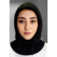 Uniquetrenders Balaclava Fitilli Triko Tesettür Örgü Bere Başlık Siyah