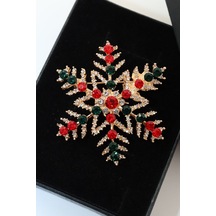 Gold Kar Tanesi Broş. Taşlı Tasarım Broş. Yaka İğnesi Broş. Kadın Broş. Kar Tanesi Broş. Unisex Broş Gold