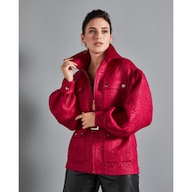 Kısa Kadın Mont - Cepli Ve Kemerli - Modern Ve Şık Tasarım - Günlük Ve Özel Gün İçin Mont Fuşya