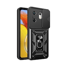 Herşeytrend İnfinix Zero 30 4g Kılıf Pars Lens Yüzüklü Silikon - Siyah Çok Renkli Diğer