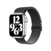 Apple Watch 7 41mm Uyumlu Krd-121 Metal Hasır Kordon - Siyah