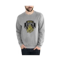 C3Po 2 Baskılı Gri Erkek Örme Sweatshirt