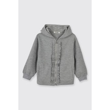 About Blank Kız Bebek Fermuarlı Gri-melanj Sweatshirt 12-18 Ay 80-86 Cm Acı Kahverengi
