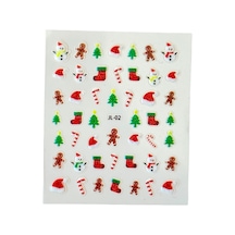 No:2 - Noel Baba 3d Tasarım Yapışkan Tırnak Sticker Tırnak Dövmesi Nail Art