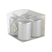 Bar Mum 4'lü Set, 3,5x5 Cm, Gümüş, Pamuk Fitil, Parafin Wax Diğer