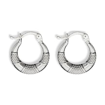 Oya Silver Croissant Desenli Yarım Ay Gümüş Kadın Halka Küpe 1.5x1.5cm