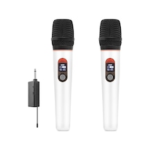 Büro Ev Ofis si İçin 6.35mm Beyaz Kablosuz Uhf 2 Uzman Mikrofonlu Seti