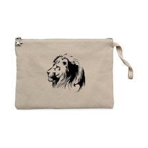 Black Lion Silhouette Krem Clutch Astarlı Cüzdan / El Çantası Krem