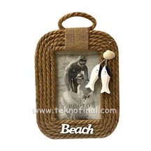 Beach Hasır Dekoratif 10x15cm. Fotoğraf Çerçevesi