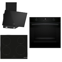 Bosch 641 HUA736EA0T - PUE611BB5E - DWK63PJ60T İndüksiyon Ocaklı Siyah 3'Lü Ankastre Set