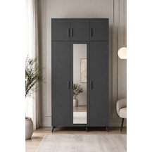 Alara Tamamı Mdf Aynalı Portmanto Vestiyer Ayakkabılık Füme 105 Cm - M5 Antrasit
