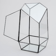 24x11x11cm Siyah Geometrik Teraryum Cam Fanus Takı Aksesuar Çikolata Kutusu Genel