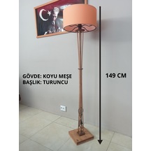 Ahşap Ayaklı Lambader Koyu Meşe Turuncu Başlık