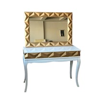 Dresuar Prizma Model Parlak Lake Gold Ve Beyaz Ahşap Kayın Aslan (498566557) Altın