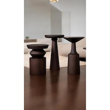 Wood Wooden 3'lü Fiskos Yan Sehpa Timeless Mantar Sehpa - Mushroom Table 3 Pieces Acı Kahve