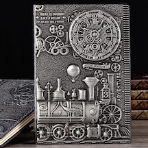 Hediyelik Gümüş Tren Kabartmalı Deri Defter