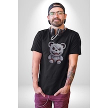 Freddy Korkunç Ayı Unisex Unisex Siyah Organik Baskılı T-shirt Penye Yüksek Kalite Siyah