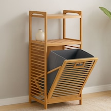 Tedar 2 Katlı Bambu Çamaşır Sepeti Önden Çek-aç Organizer 40x35x95 Cm Najmaddin Diğer