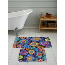 Rovigo Home Baskılı Kaymaz Taban 2 Li Banyo Paspas Takım Rvg5080-100X60-60X50 Çok Renkli