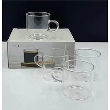 Paşabahçe D001 Deli Glass Kulplu Cam Bardak 130cc 4 Lü Şeffaf