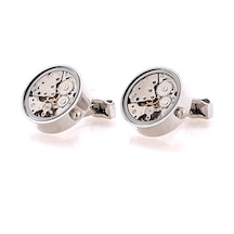 Omark Cotton Watch Silver Saat Mekanizmalı Kol Düğmesi Abgwy365