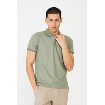 Yeşil Modern Kesim Polo Yaka Erkek T-shirt A.haki