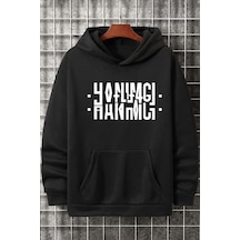 Uyguntarz Hanımcı Yazılı Katlamalı Şardonlu Sweatshirt siyah