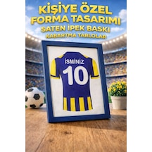 Kişiye Özel Sarı Lacivert İsimli Numaralı Forma Tasarım Lacivert Ahşap Çerçeveli Tablo Lacivert - 864954660 Lacivert