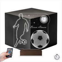 Luvivia Futbolcu Hediye Ronaldo Taraftar Futbol Topu Kişiye Özel Metal Saatli 3d Lamba - Masa Gece Lambası Şeffaf