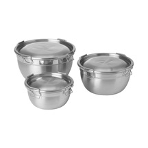Cıklıd Çelik Saklama Kabı Seti, Paslanmaz Çelik, 3'lü Set Metal
