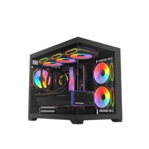 Terranova Kumandalı 6 Rgb Fanlı Nova Siyah Midi Tower Cam Panel Gaming Oyuncu Bilgisayar Kasası