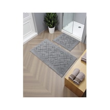 Buççin Online Mağaza Mariveaa Pamuklu Banyo Paspas Takımı 60x100 50x60 Gri+-001 Pamuk Polyester Gri Çok Renkli