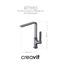 Creavit Ritmo RT8500GR Mutfak Armatürü Metalik Gri