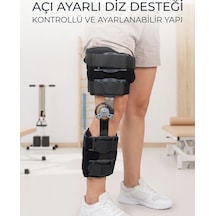 Kısa Açı Ayarlı Dizlik Menteşeli Ortopedik Diz Desteği Ayarlanabilir Sabitlemeli Siyah