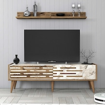 Variant Valensiya 140cm Tv Ünitesi - Ceviz / Beyaz Mermer