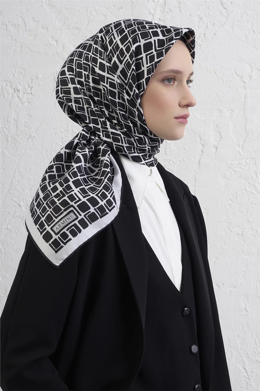 Armine Saf İpek Sura Eşarp 9438d 59 Siyah