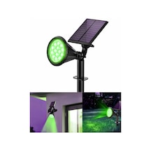 Forlife Yeşil 18 Led Spot Güneş Enerjili Bahçe Aydınlatma Lambası, Fotoselli, Spike Aplik, 18w