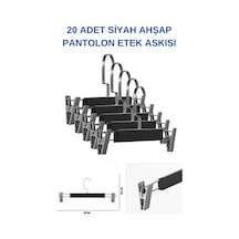 Pantolon Etek Askısı Ahşap Lamine Siyah A Kalite Mandallı Askı 20 Adet Diğer