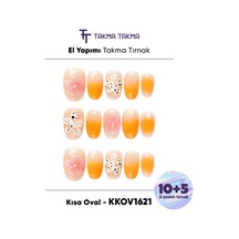 Kkov1621 Kısa Oval 15'li Tekrar Kullanılabilir El Yapımı Protez Takma Tırnak Xs