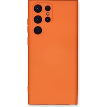 Newface - 83 - Samsung Galaxy Uyumlu S24 Ultra Kılıf Nano İçi Kadife Silikon - Csmo-tex - - Turuncu