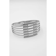 Yaldızlı Kalın Kaburga Bilezik - Gümüş Çok Renkli